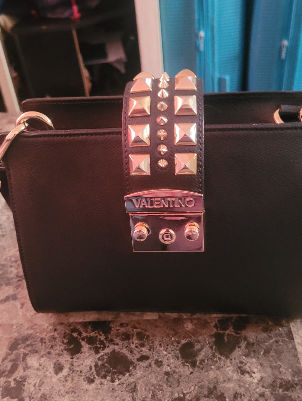 Valentino Black Studded Leather Shoulder Bag